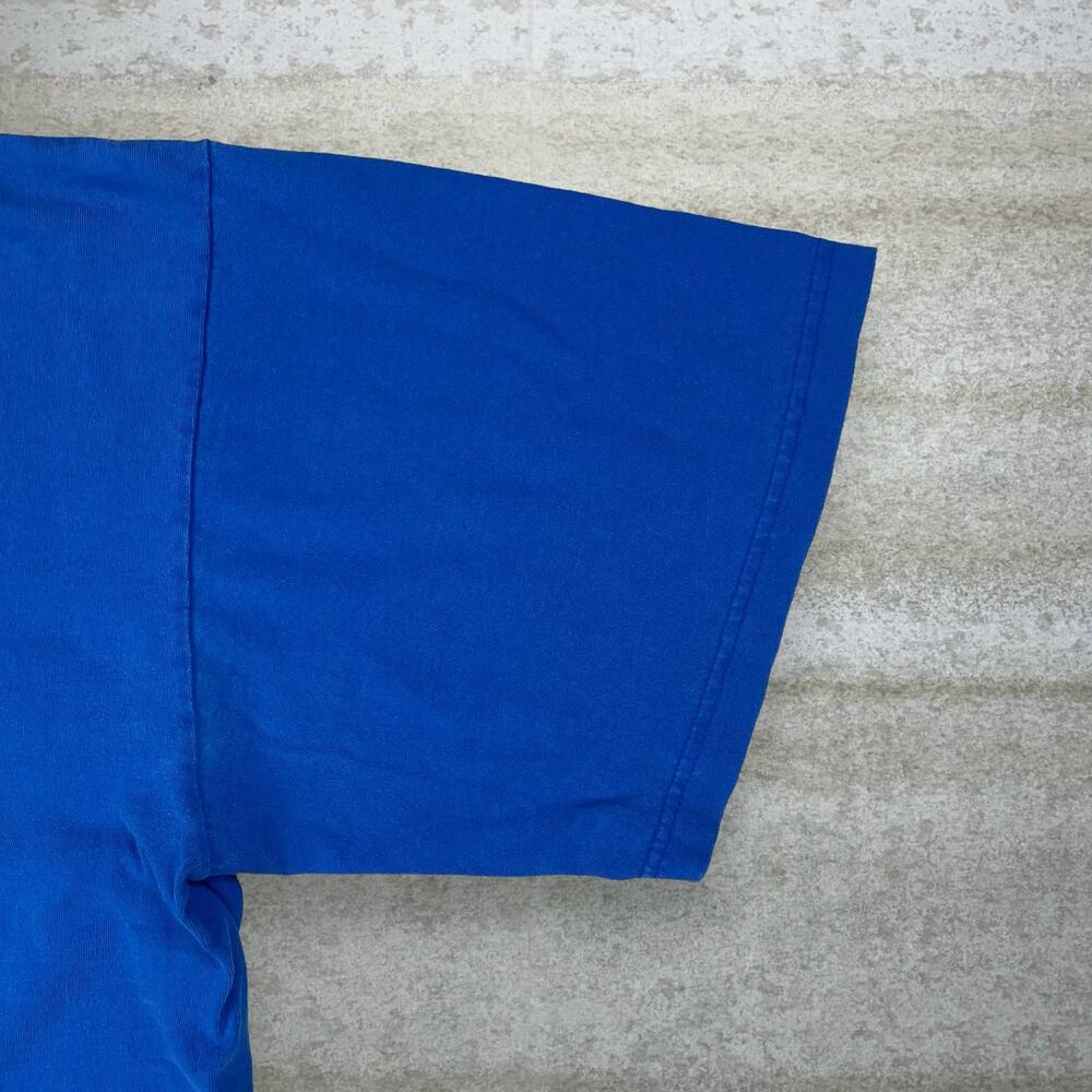 Vintage Y2K Adidas Soccer Shirt Mens XL Royal Blue Cotton Logo Short Sleeve - Picture 3 of 5
